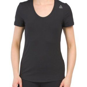 REEBOK Logo Accent Scoop Neck Short Sleeve Tee